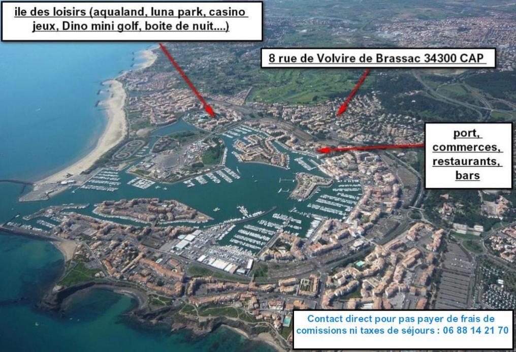 Cap D'Agde Studio Cabine 6 Pers. + Terrasse + Parking Prive + Clim Exterior photo